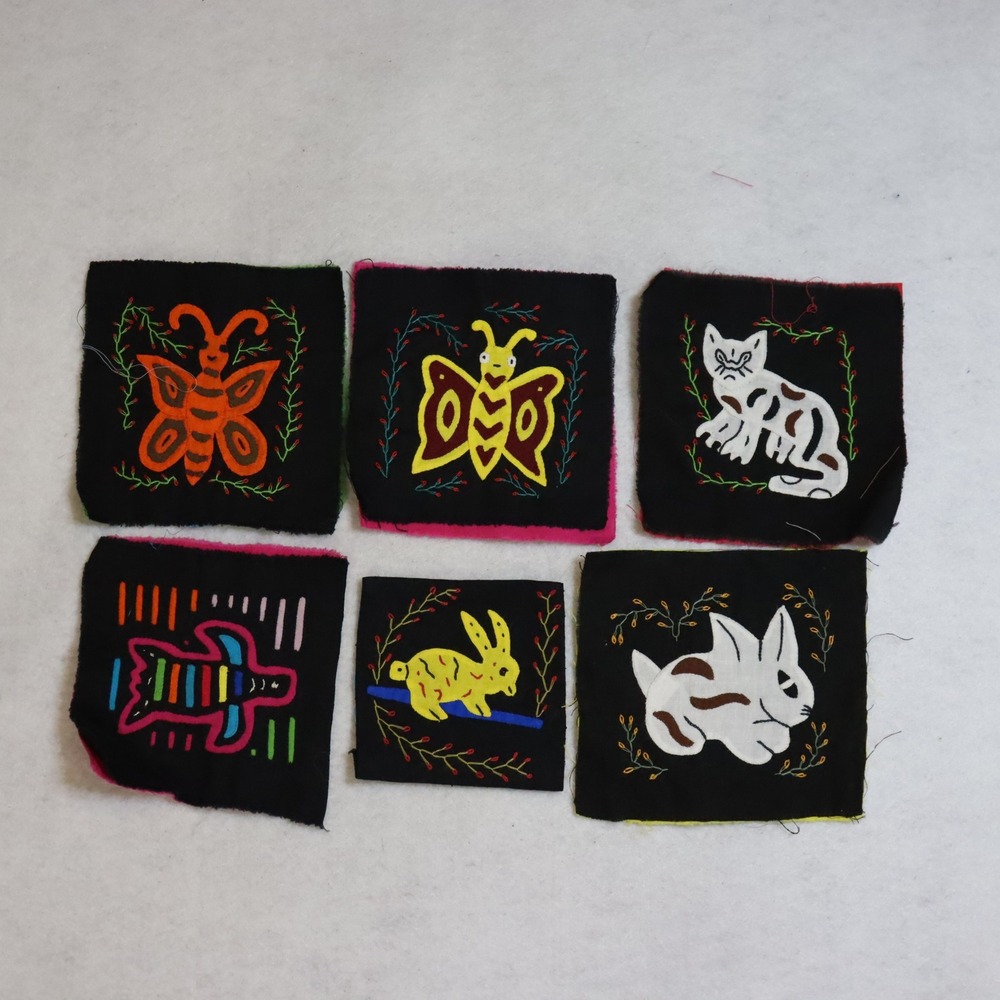 Mola Embroidery Patches 5x5" Multicolor Unisex Folk Art Animal Set